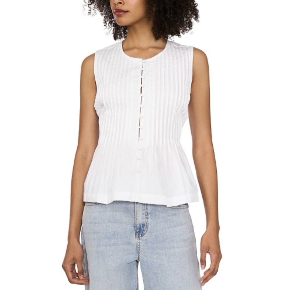 1.STATE Womens Pintuck Blouse White M NWT
